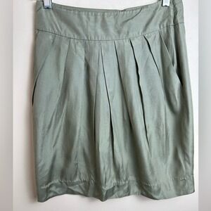 Anthropologie Odille Sage Green A-Line Pleated Skirt Size 4